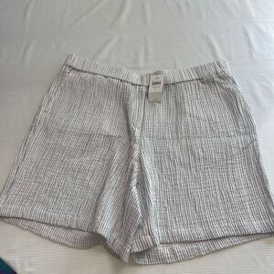 NWT J. Jill Women’s White Navy Blue Stripe Gauze Cotton Shorts Size Large New